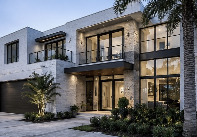 Modern South Florida home with impact windows and doors